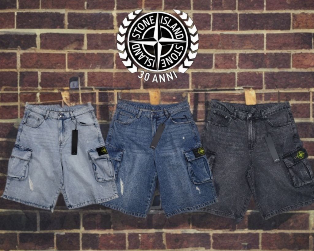 스톤아일랜드 데님 카고 버뮤다진 청 반바지