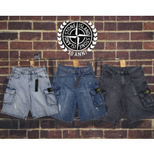 스톤아일랜드 데님 카고 버뮤다진 청 반바지