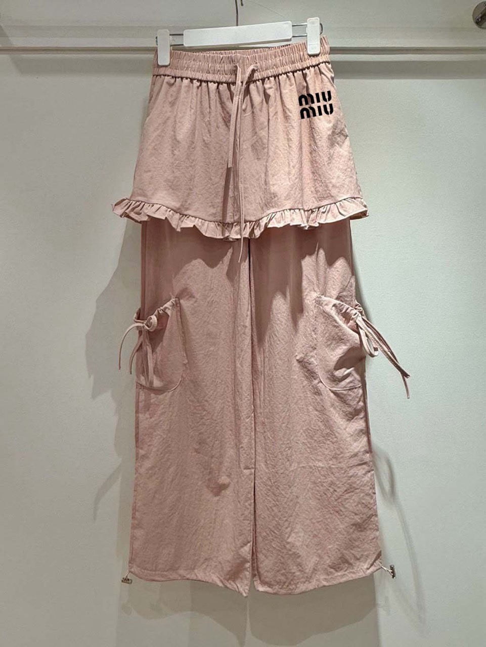 미우미우 여성 리본 카고 레이어드 나일론 팬츠 (바지)