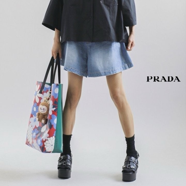 프라다 여성 더블 에이라인 쇼츠 청 반바지