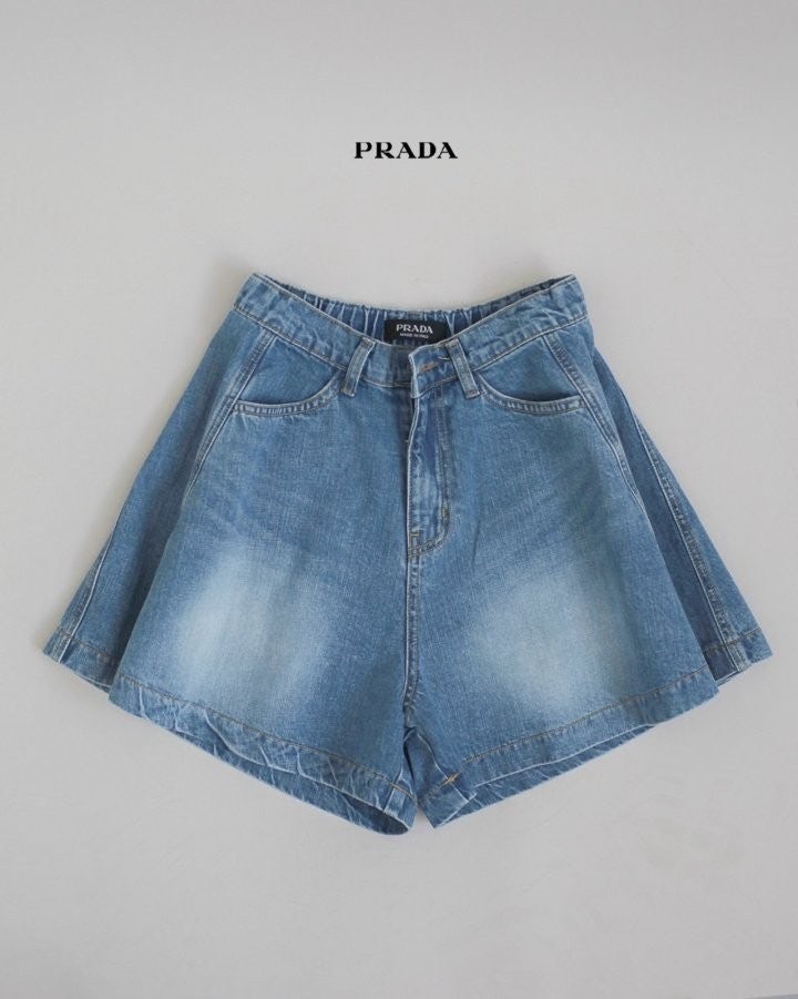 프라다 여성 더블 에이라인 쇼츠 청 반바지