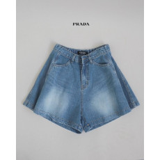 프라다 여성 더블 에이라인 쇼츠 청 반바지
