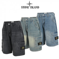 스톤아일랜드 6부 뒷밴딩 카고 버뮤다 청 반바지