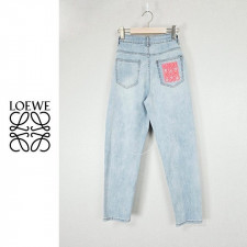 로에베 여성 핑크 로고 연 청바지