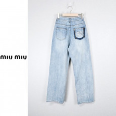미우미우 여성 로크 투톤 연 청바지
