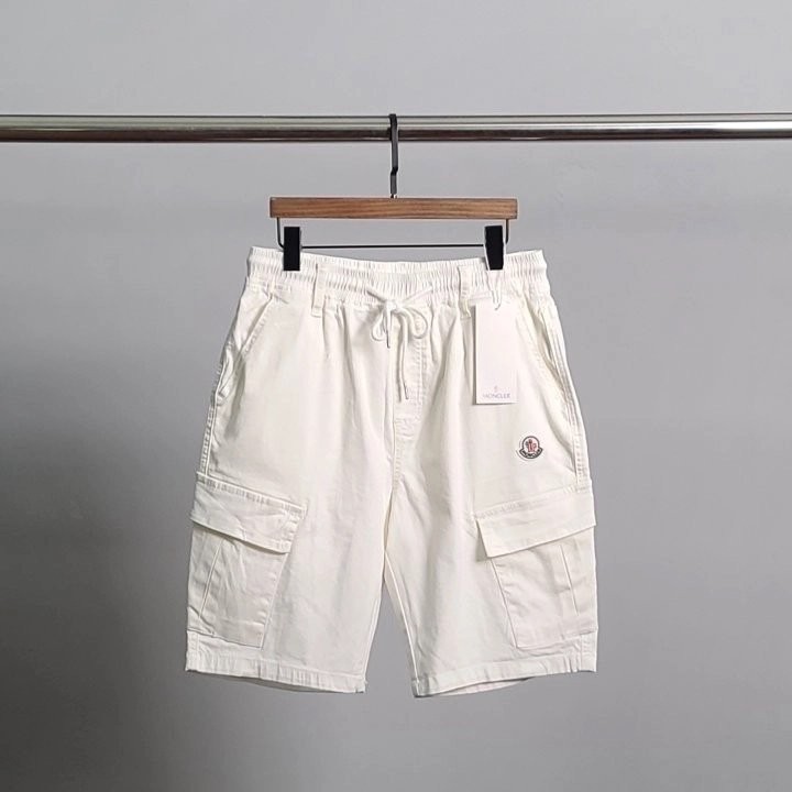 몽클레어 로고 와펜 화이트 밴딩 카고 반바지