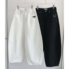 프라다 여성 리본 포켓 빅 와이드 코튼 팬츠 (바지)