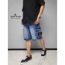 스톤아일랜드 와이드 와펜 버뮤다 카고 청 반바지