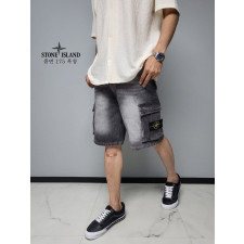 스톤아일랜드 와이드 와펜 카고 버뮤다 청 반바지