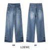 로에베 여성 애너그램 워싱 데님 와이드 청바지