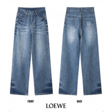로에베 여성 애너그램 워싱 데님 와이드 청바지