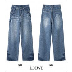 로에베 여성 애너그램 워싱 데님 와이드 청바지