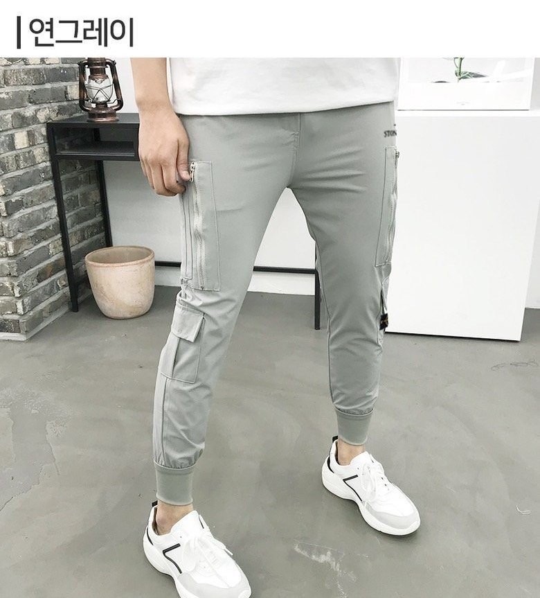 스톤아일랜드 아이스 체스트 로고 지퍼 카고 조거 팬츠 (바지)