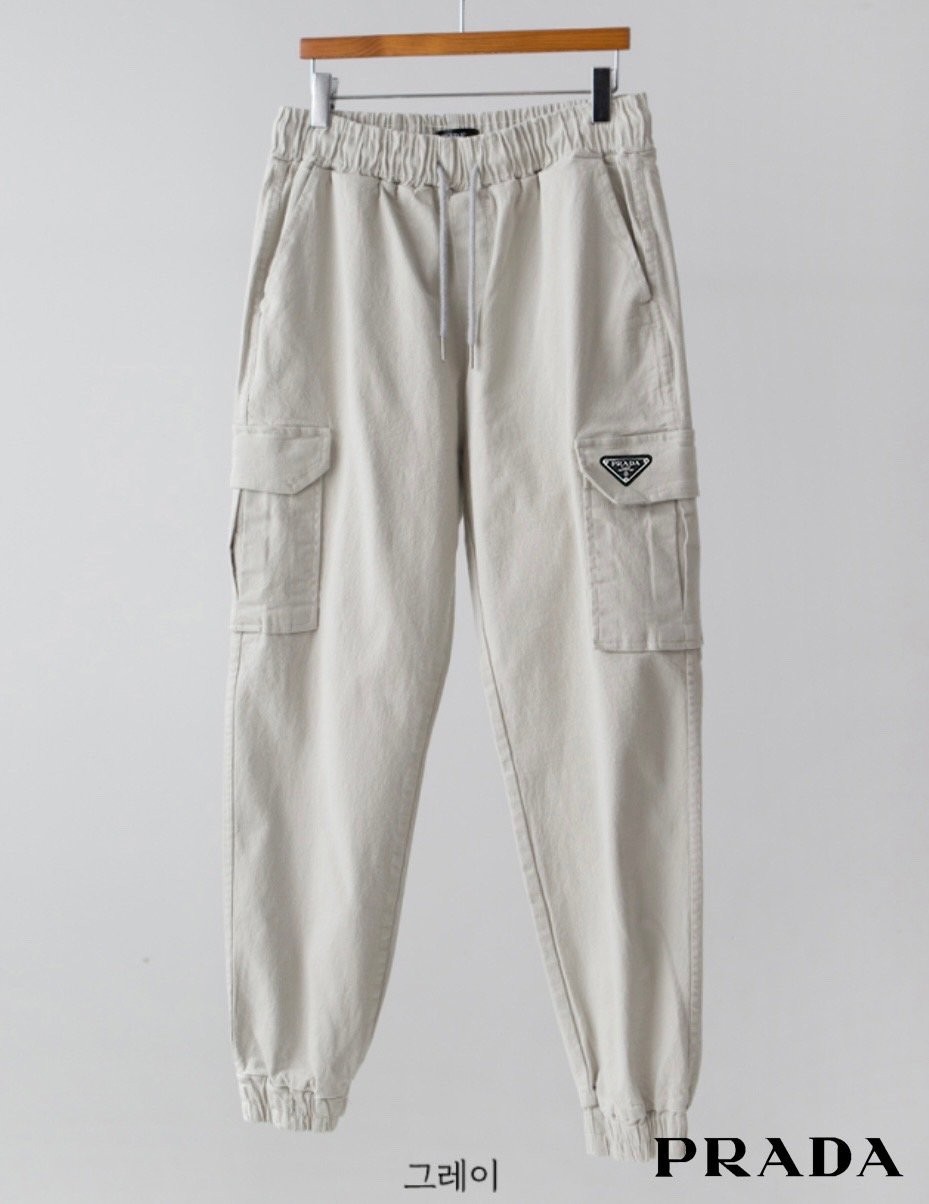 프라다 로고 워싱 프렌치 카고 조거 팬츠 (바지)