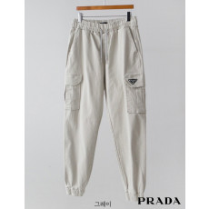 프라다 로고 워싱 프렌치 카고 조거 팬츠 (바지)