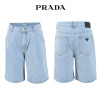 프라다 연청 핀턱 벌룬 6부 버뮤다 청 반바지