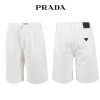 프라다 화이트 핀턱 벌룬 6부 버뮤다 반바지