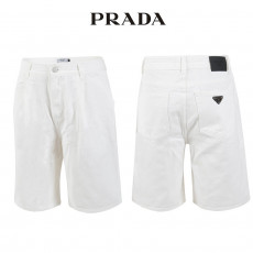 프라다 화이트 핀턱 벌룬 6부 버뮤다 반바지