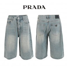 프라다 연청 8부 사이드 핀턱 버뮤다 청 반바지