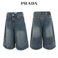 프라다 더티틴 8부 버뮤다 청 반바지