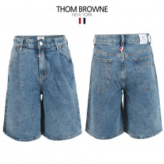 톰브라운 중청 핀턱 벌룬 6부 버뮤다 청 반바지