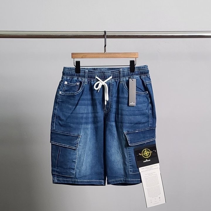 스톤아일랜드 사선 포켓 진청 청 반바지