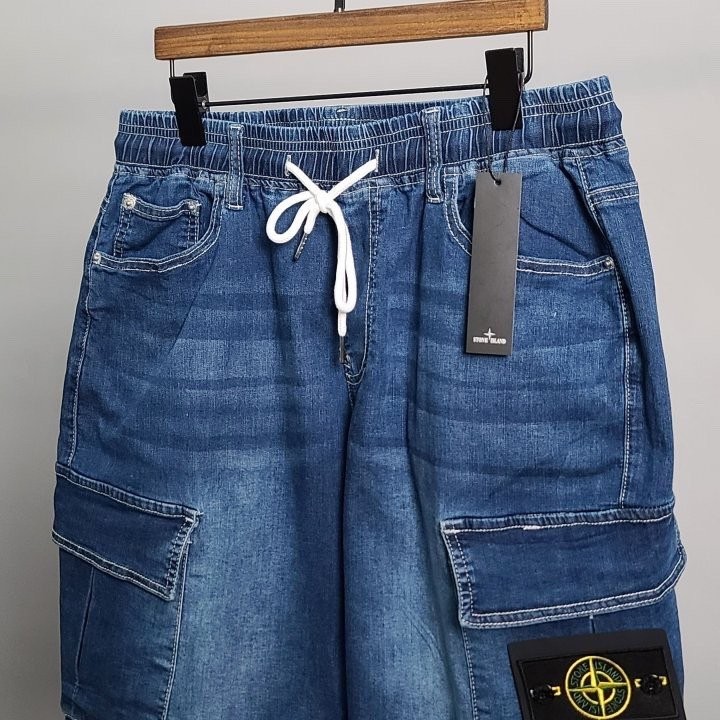 스톤아일랜드 사선 포켓 진청 청 반바지