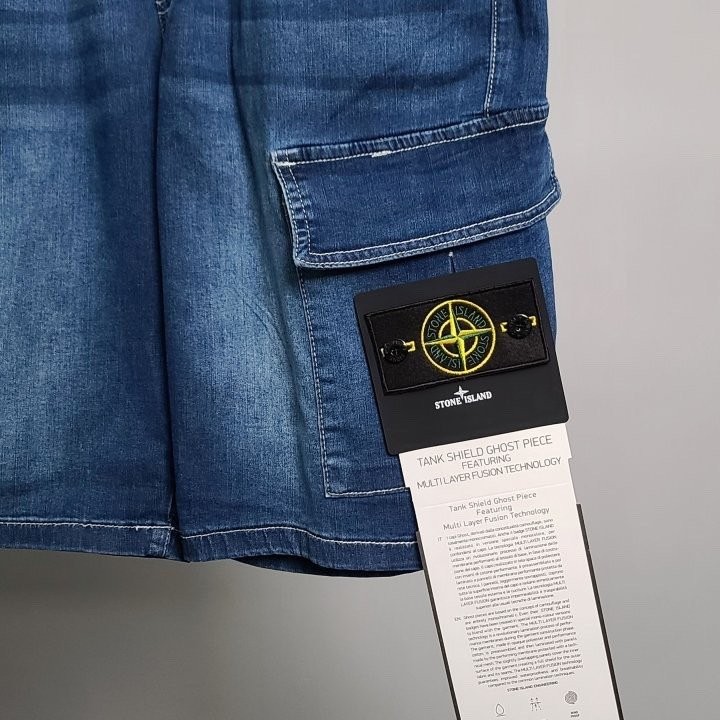 스톤아일랜드 사선 포켓 진청 청 반바지