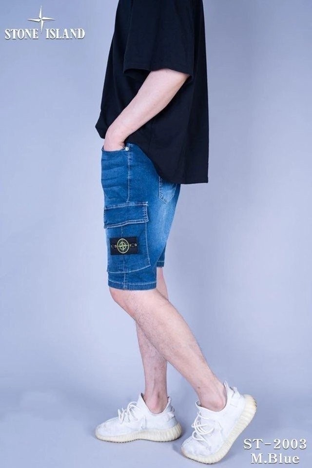 스톤아일랜드 카고 데님 하프 청 반바지