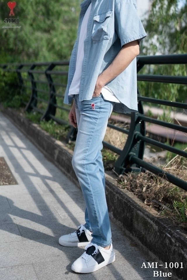 아미 라이트 연청 데님 청바지