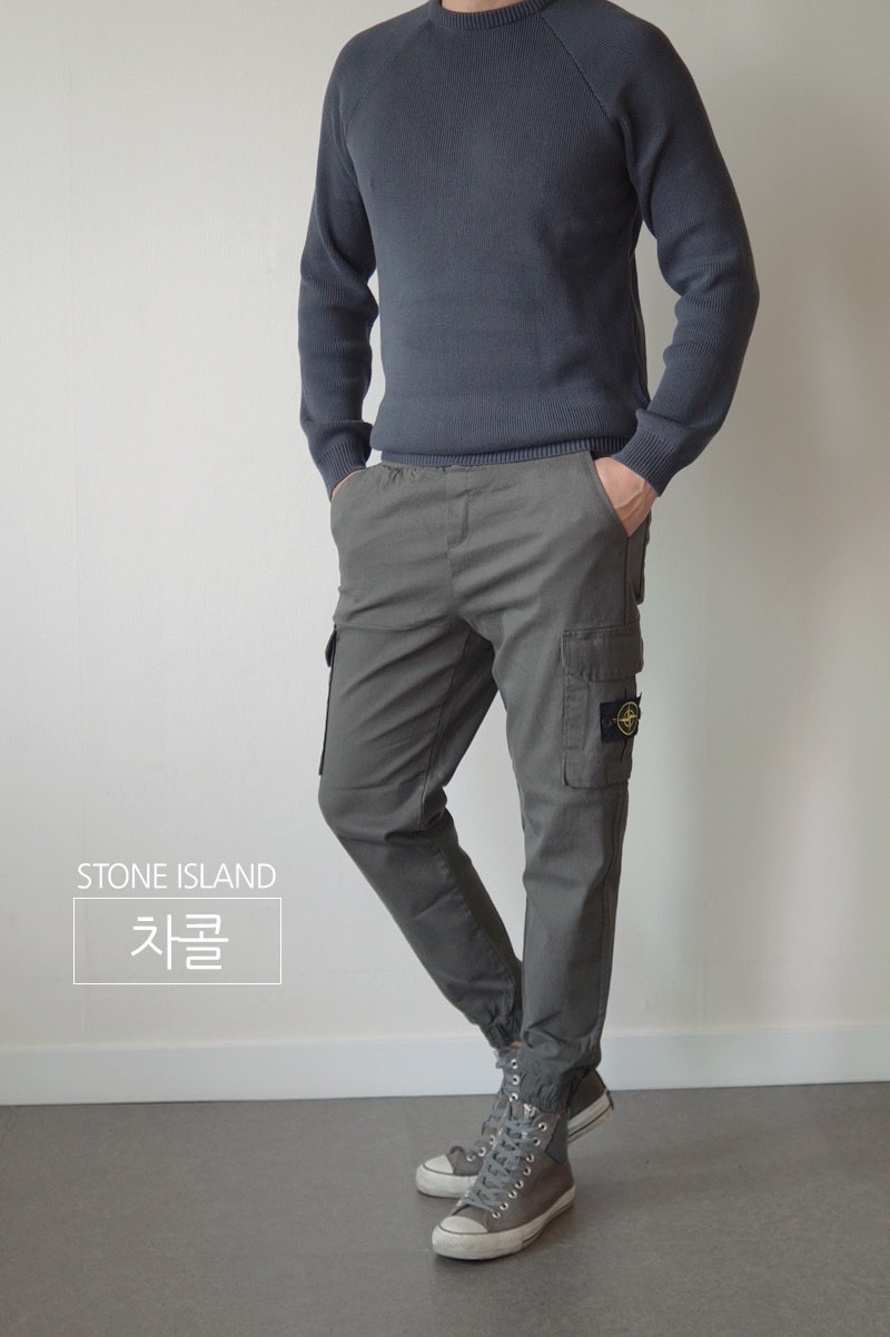 스톤아일랜드 면 스판 카고 조거 팬츠 (바지)
