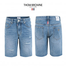 톰브라운 빈티지 밑단 컷팅 5부 청 반바지