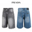 프라다 구제 워싱 6부 버뮤다 청 반바지