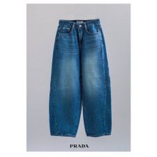 프라다 여성 세미 와이드 배기 데님 청바지