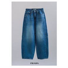 프라다 여성 세미 와이드 배기 데님 청바지