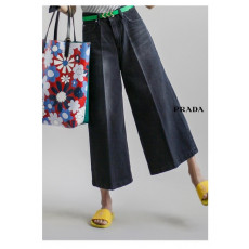 프라다 여성 럭스 와이드 데님 청바지