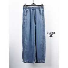 셀린느 핀턱 데님 와이드 청바지