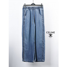 셀린느 핀턱 데님 와이드 청바지