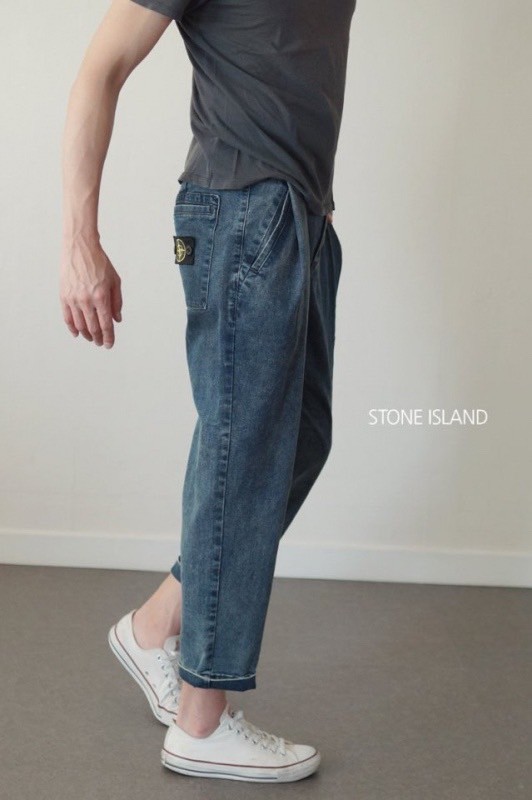 스톤아일랜드 9부 크롭 데님 청바지