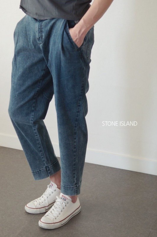 스톤아일랜드 9부 크롭 데님 청바지