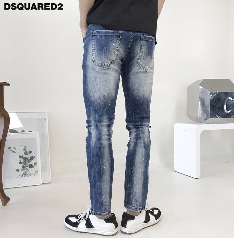 디스퀘어드2 워싱 페인팅 디스트로이드 데님 청바지