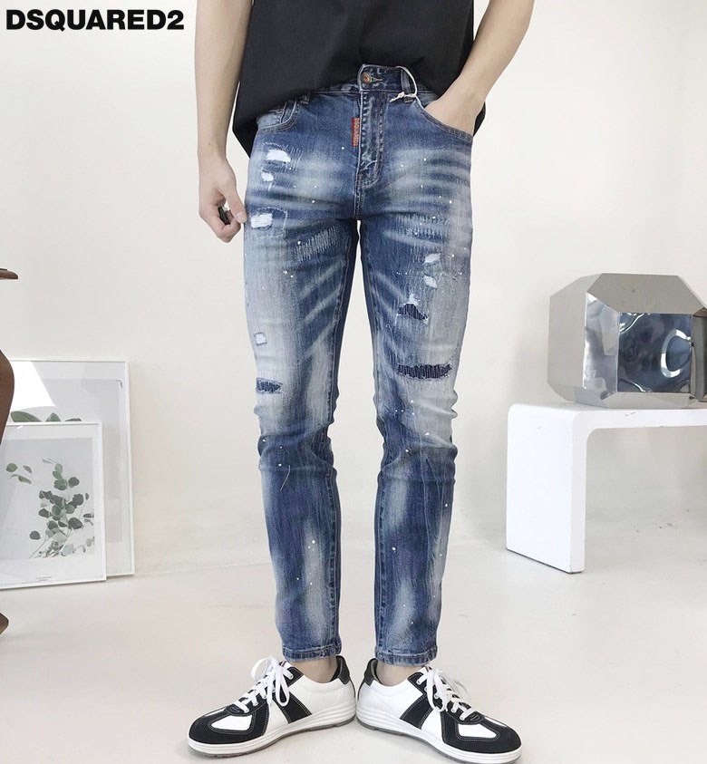 디스퀘어드2 워싱 페인팅 디스트로이드 데님 청바지