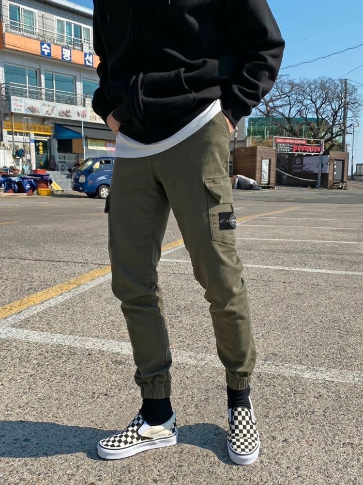 스톤아일랜드 카고 조거 허리 반밴딩 팬츠 (바지)
