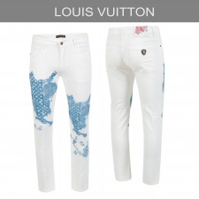 루이비통 워터그래픽 화이트 워싱 슬림진 바지