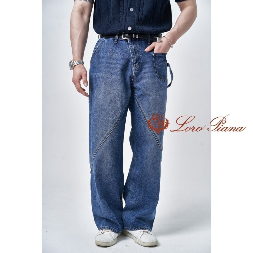 로로피아나 포인트 포인트 일자 청바지