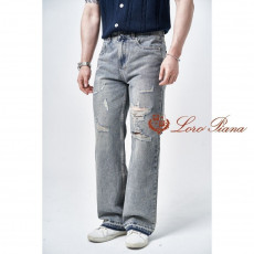 로로피아나 포인트 빈티지 레그 청바지