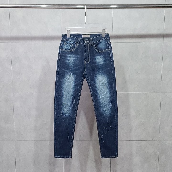 보테가베네타 그린 레더 패치 페인팅 워싱 청바지