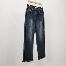 로에베 여성 아나그램 자수 일자 청바지