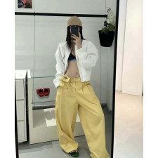 프라다 여성 핀턱 와이드 팬츠 (바지)