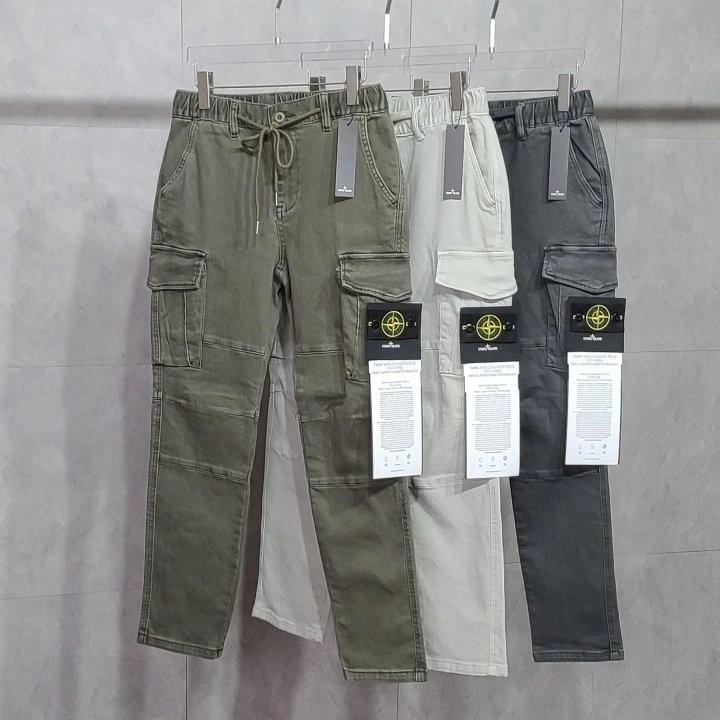 스톤아일랜드 무릎 절개 카고 일자 팬츠 (바지)